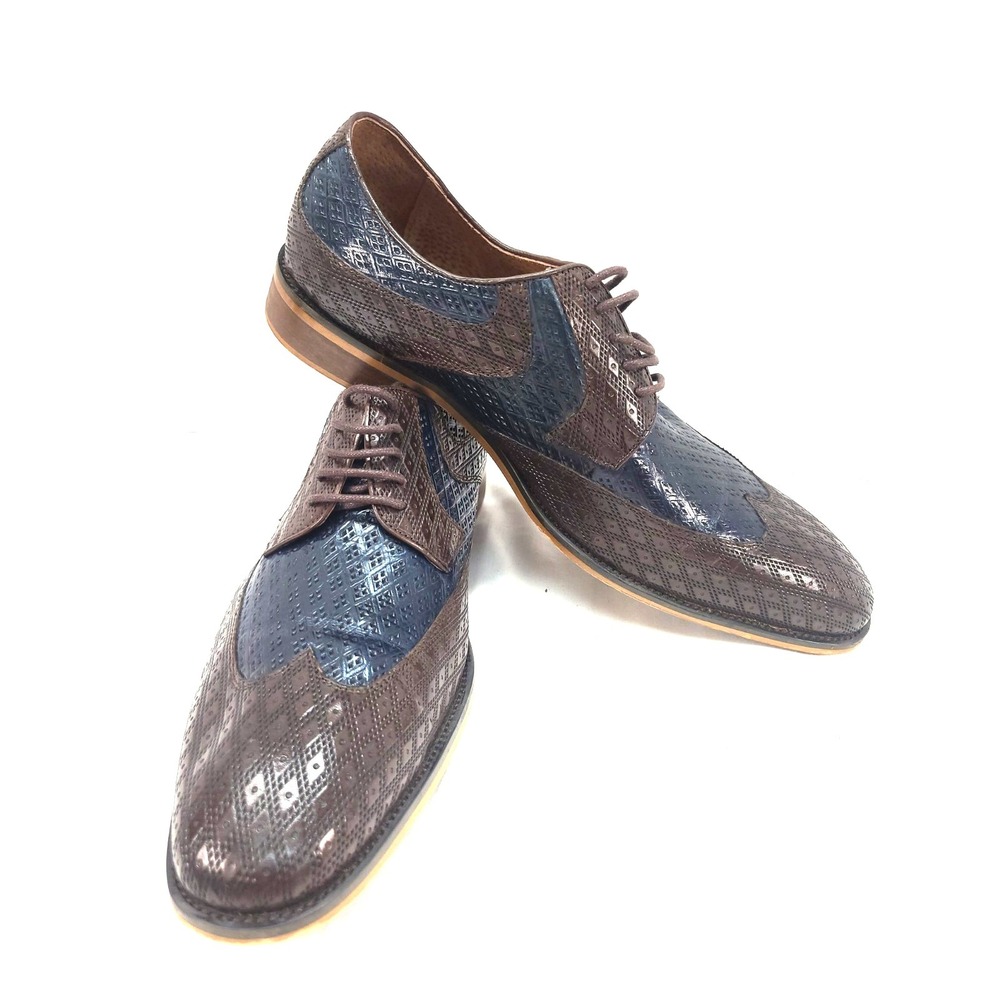 Steven Land 2x Tone Brown Leather Wingtip Dress Shoes SL0020 Size 11M Hand Made